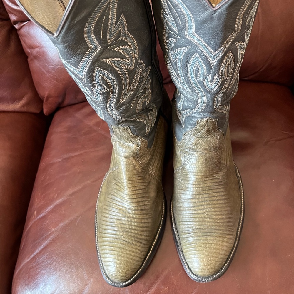 Men Gray Teji Lizard western boots Mfg by Cowtown
